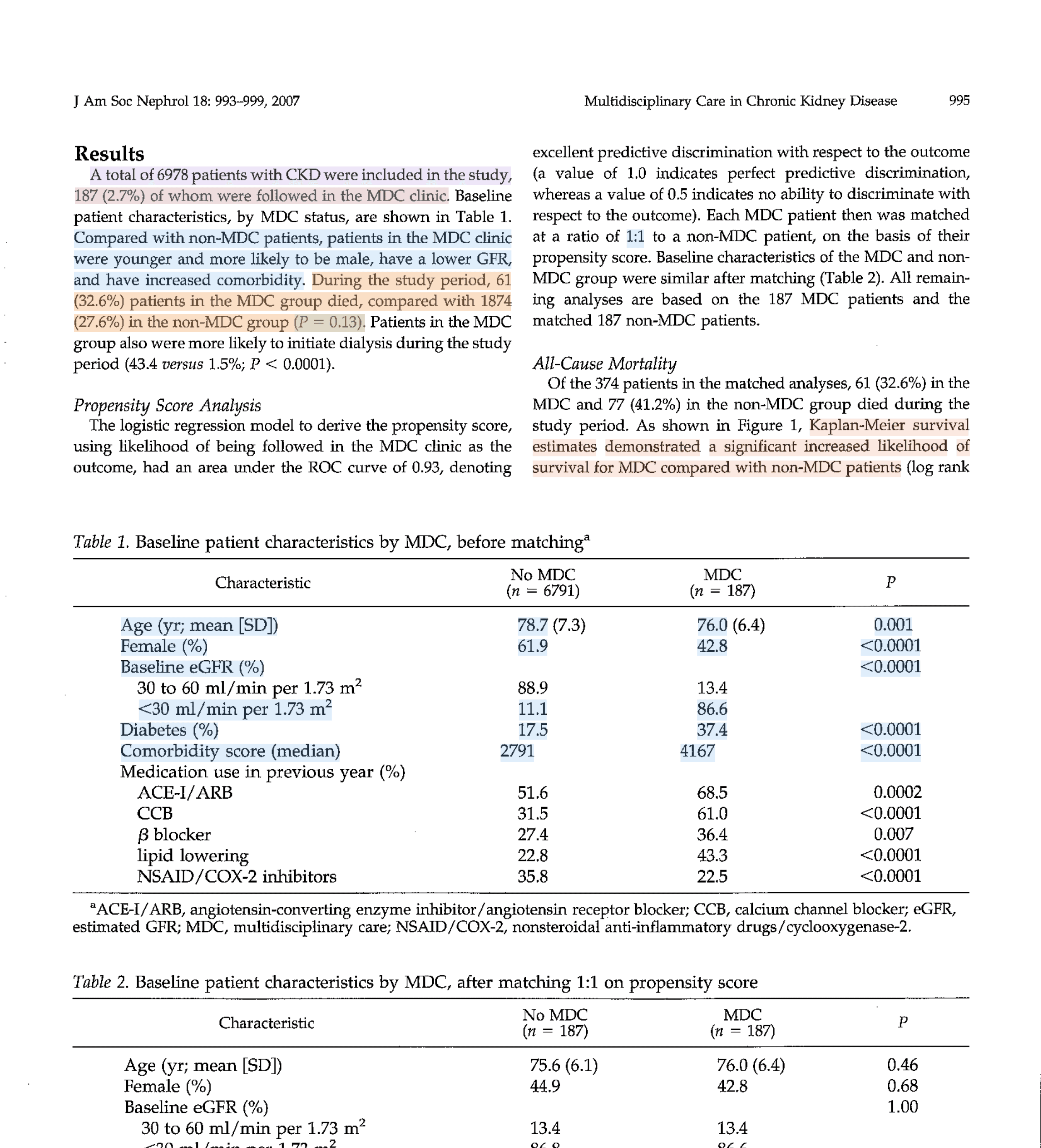 Article scientifique avec passages surlignés